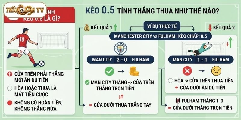 Cách tính tiền thắng thua khi chơi kèo 0.5