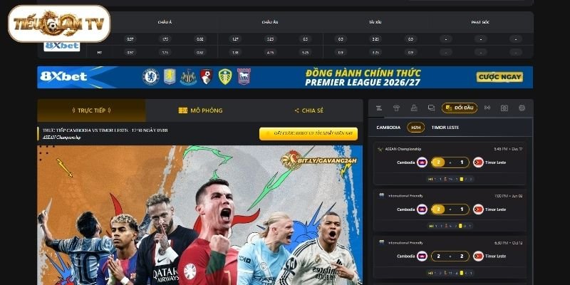 Cách xem lịch sử đối đầu giữa hai đội trên TieulamTV