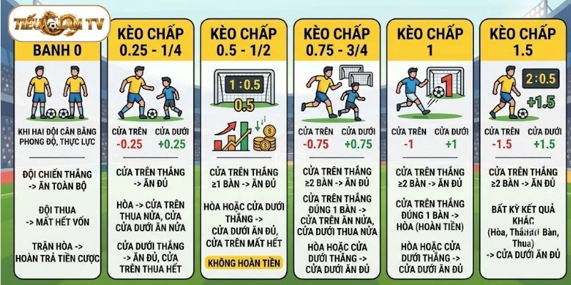 Kèo Châu Á có nhiều tỷ lệ cược phổ biến