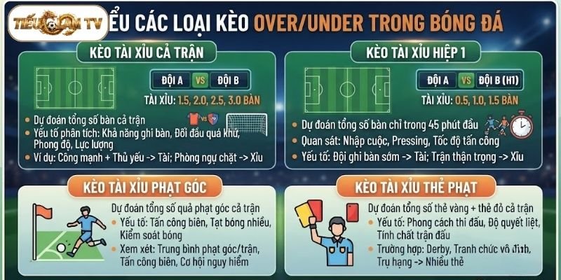 Tìm hiểu các loại kèo Over/Under trong bóng đá